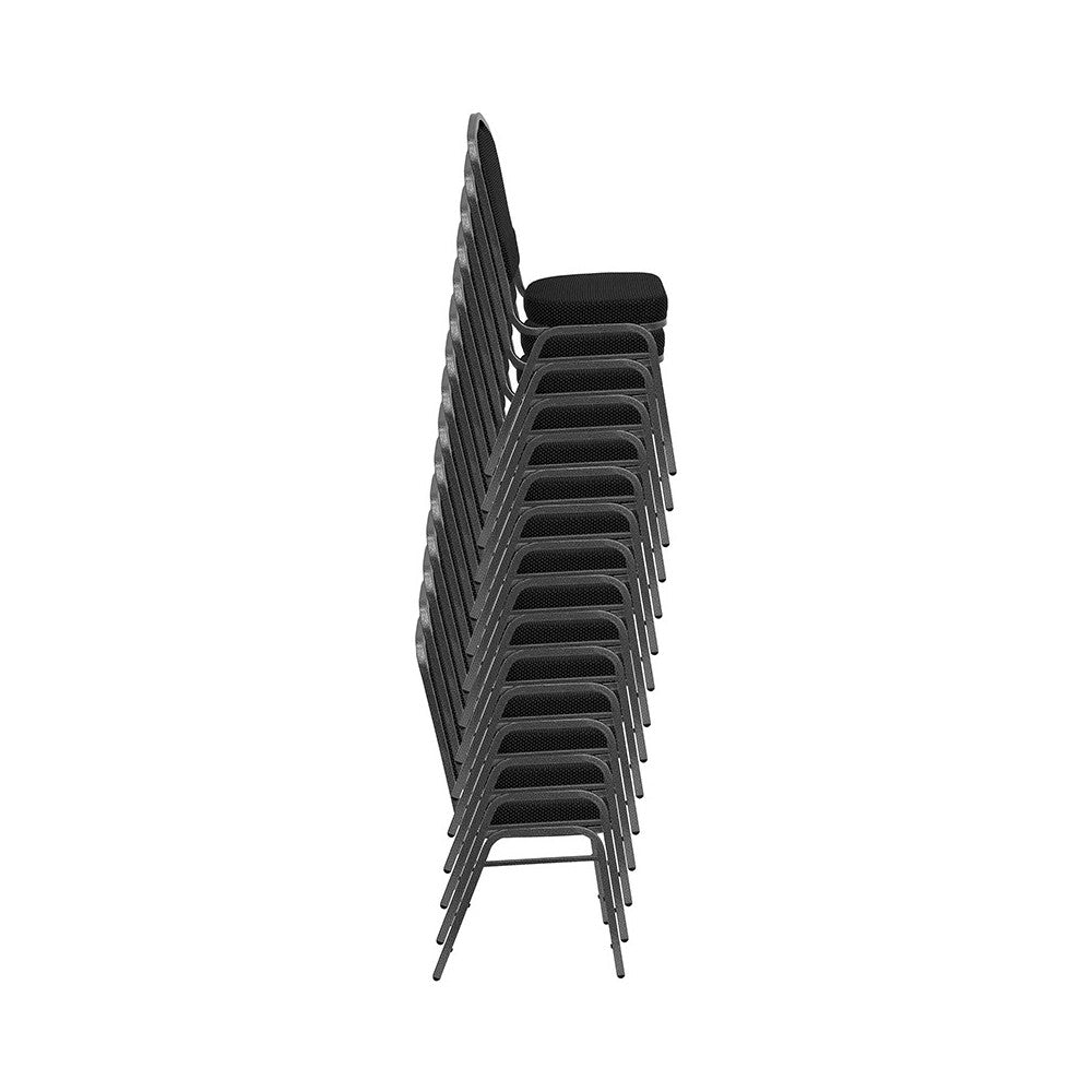 Crown Back Stacking Banquet Chair in Gold Diamond Patterned Fabric - Gold Vein Frame