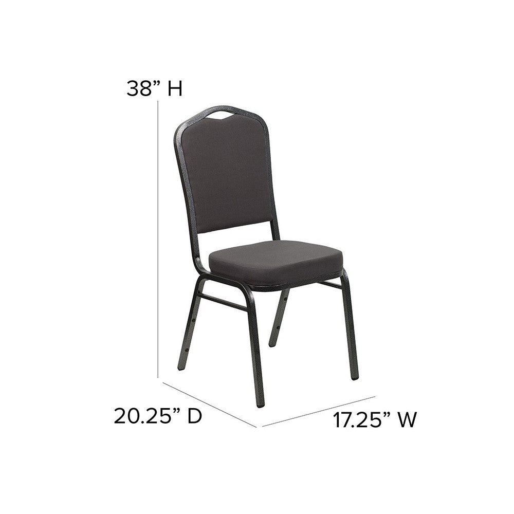 Crown Back Stacking Banquet Chair in Gray Fabric - Silver Vein Frame