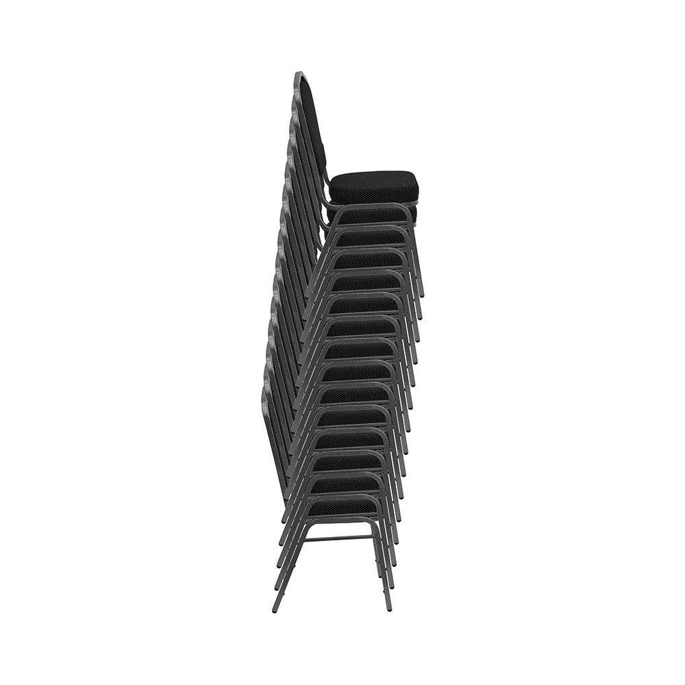 Crown Back Stacking Banquet Chair in Green Fabric - Gold Vein Frame