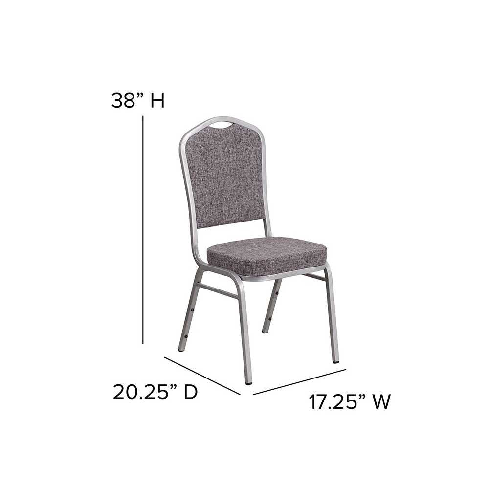 Crown Back Stacking Banquet Chair in Herringbone Fabric - Silver Frame