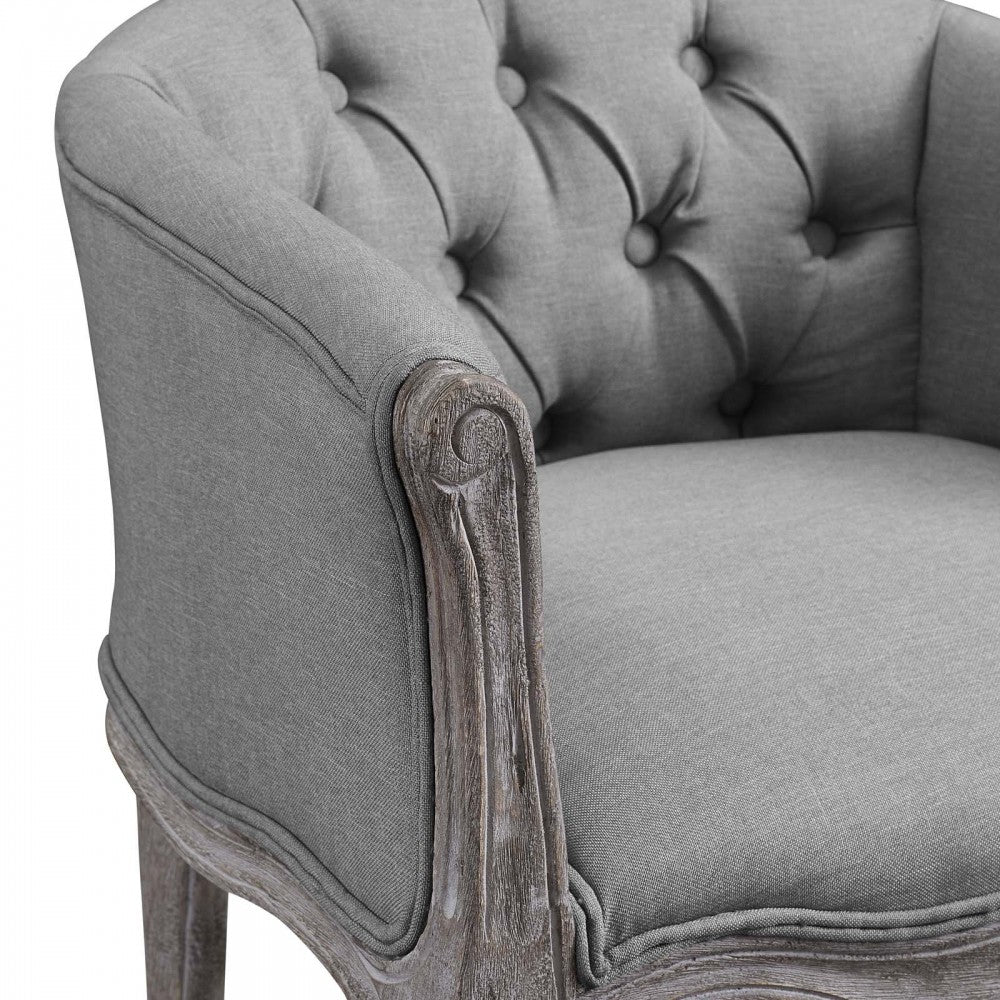 Crown Dining Armchair Upholstered Fabric Set of 4, Light Gray