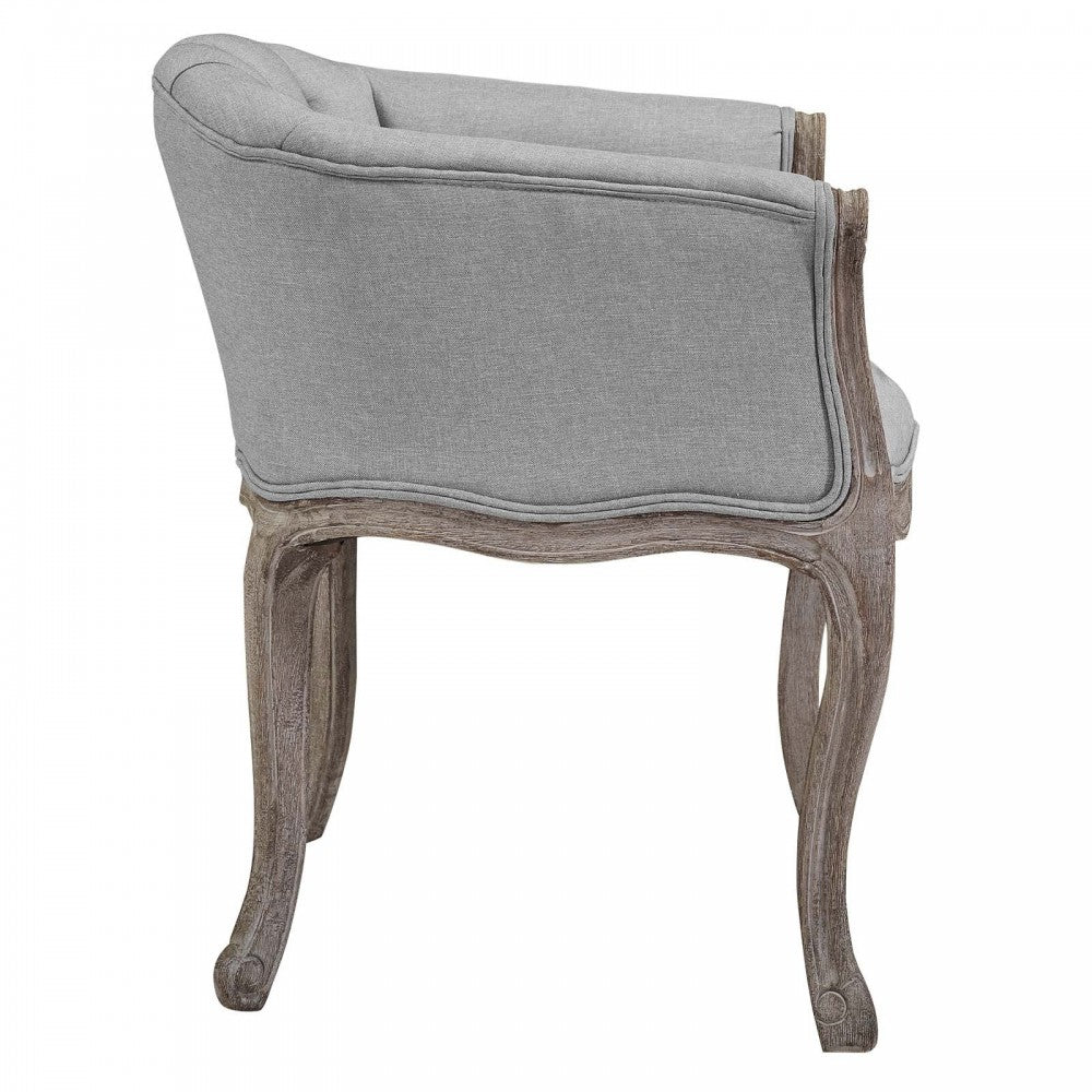Crown Dining Armchair Upholstered Fabric Set of 4, Light Gray