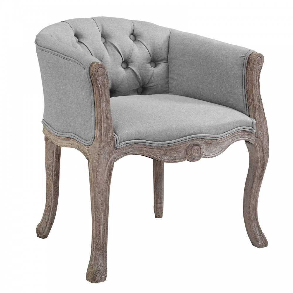 Crown Dining Armchair Upholstered Fabric Set of 4, Light Gray