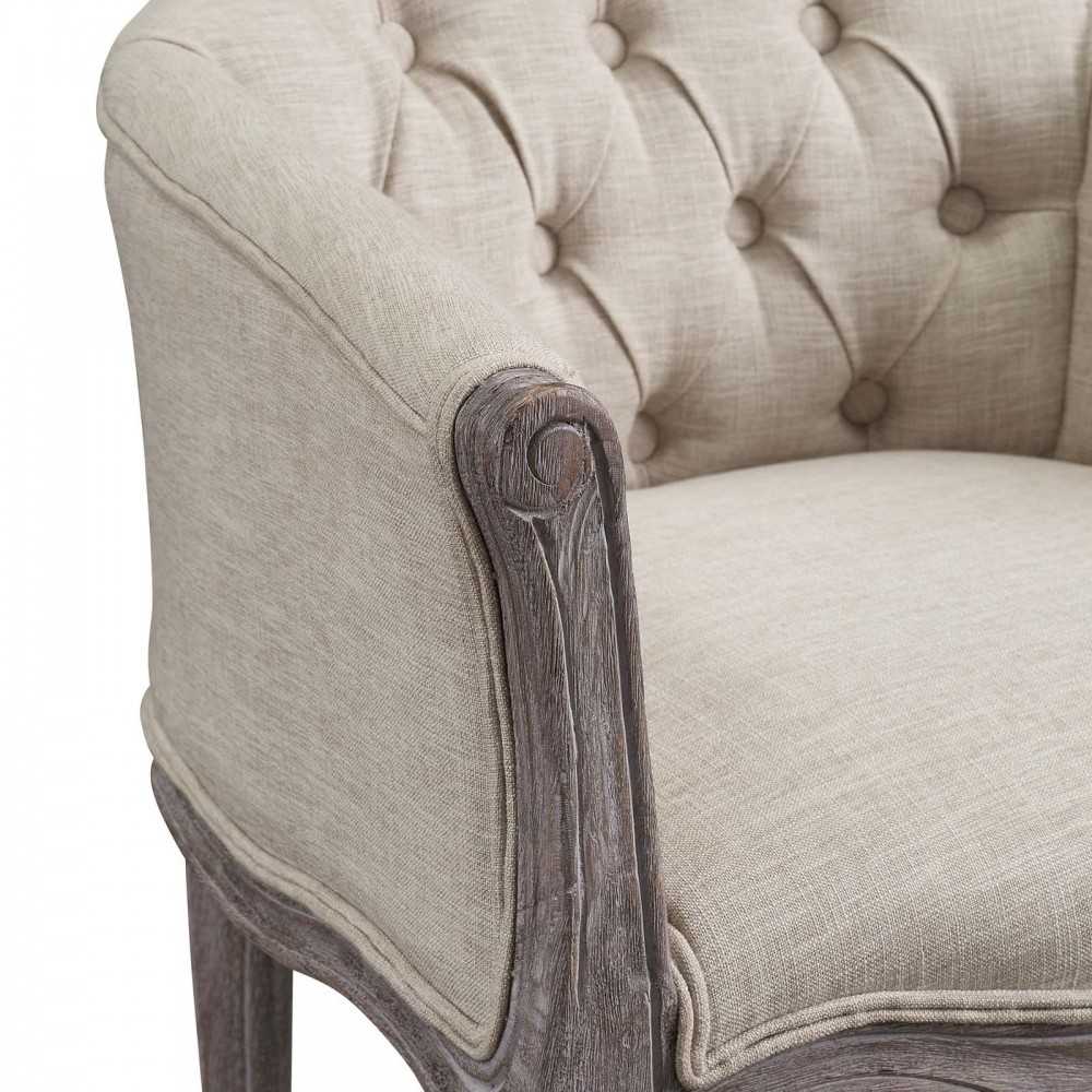 Crown Dining Armchair Upholstered Fabric Set of 4, Beige