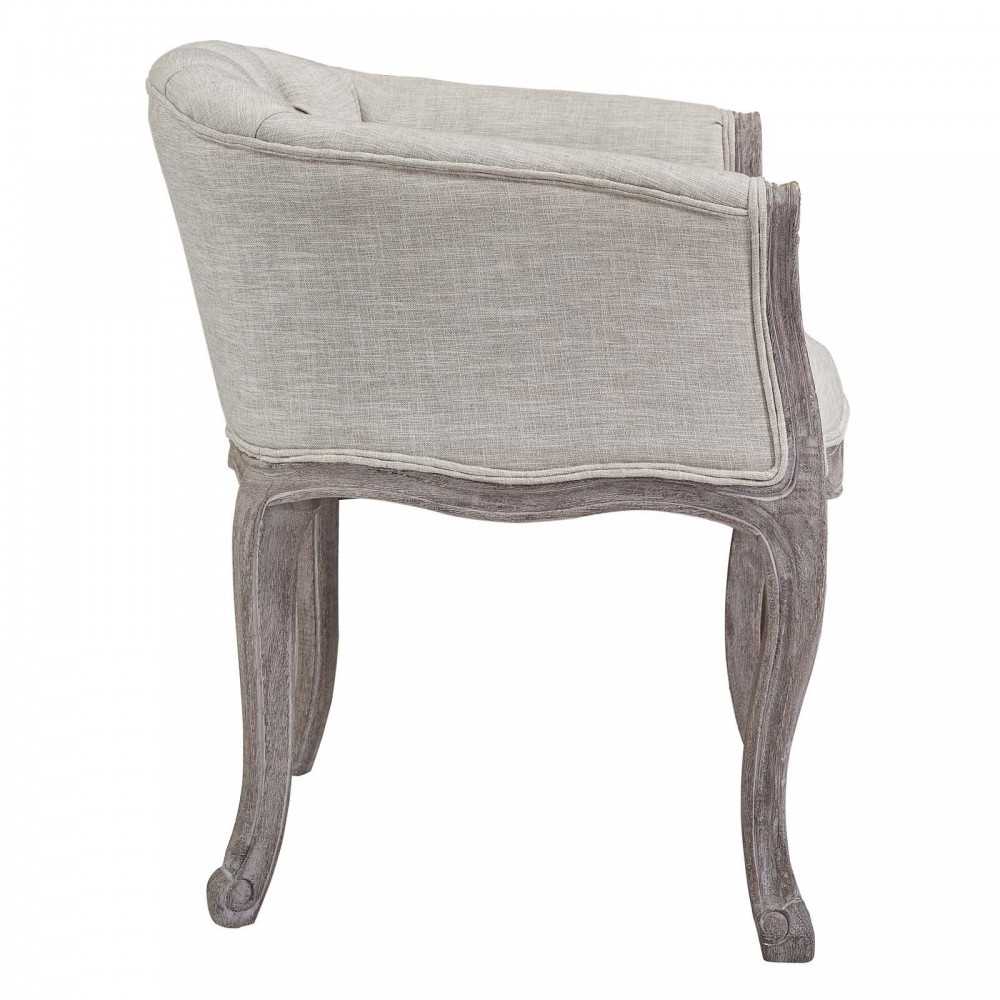 Crown Dining Armchair Upholstered Fabric Set of 4, Beige