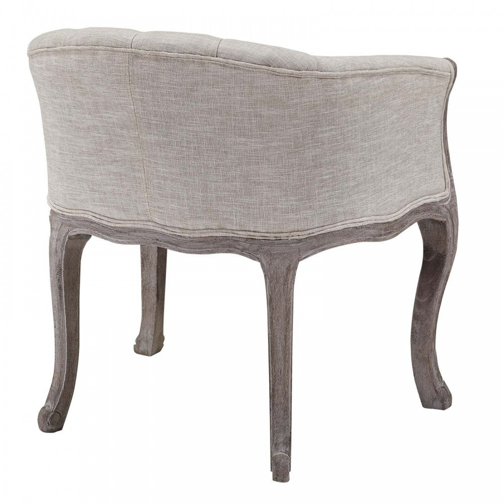 Crown Dining Armchair Upholstered Fabric Set of 4, Beige