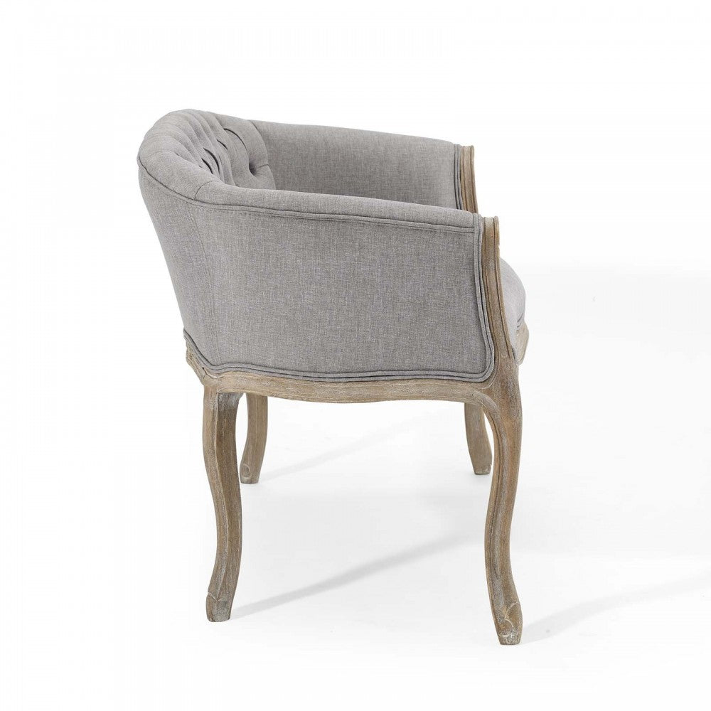 Crown Vintage French Upholstered Settee Loveseat, Light Gray