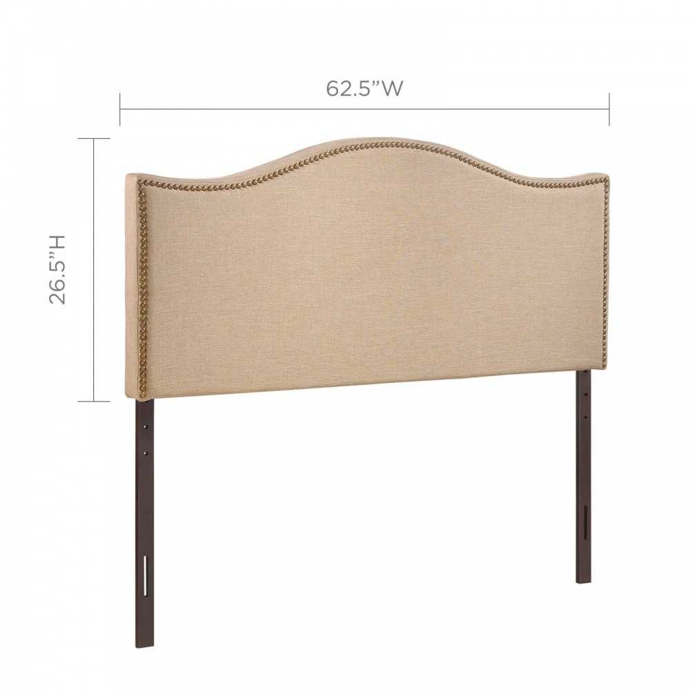 Curl Queen Nailhead Upholstered Headboard, Cafe
