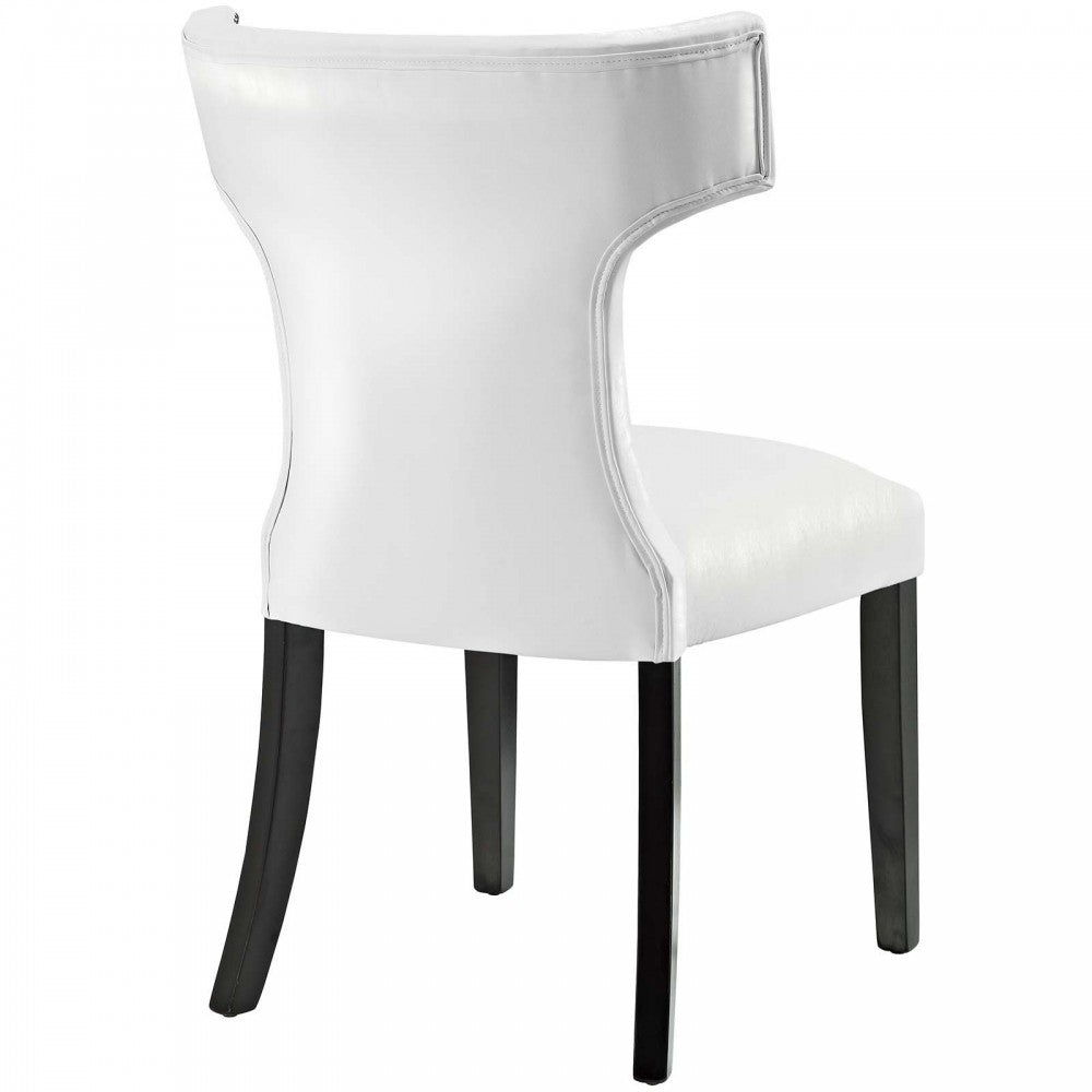 Curve Dining Chair Vinyl Set of 2, White