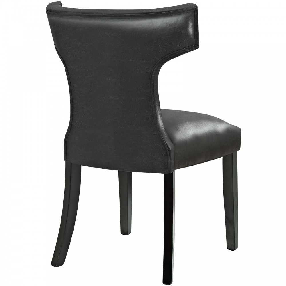 Curve Dining Chair Vinyl Set of 2, Black