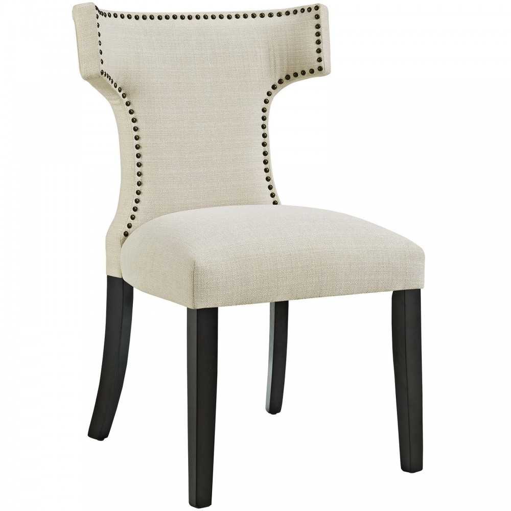 Curve Dining Side Chair Fabric Set of 2, Beige