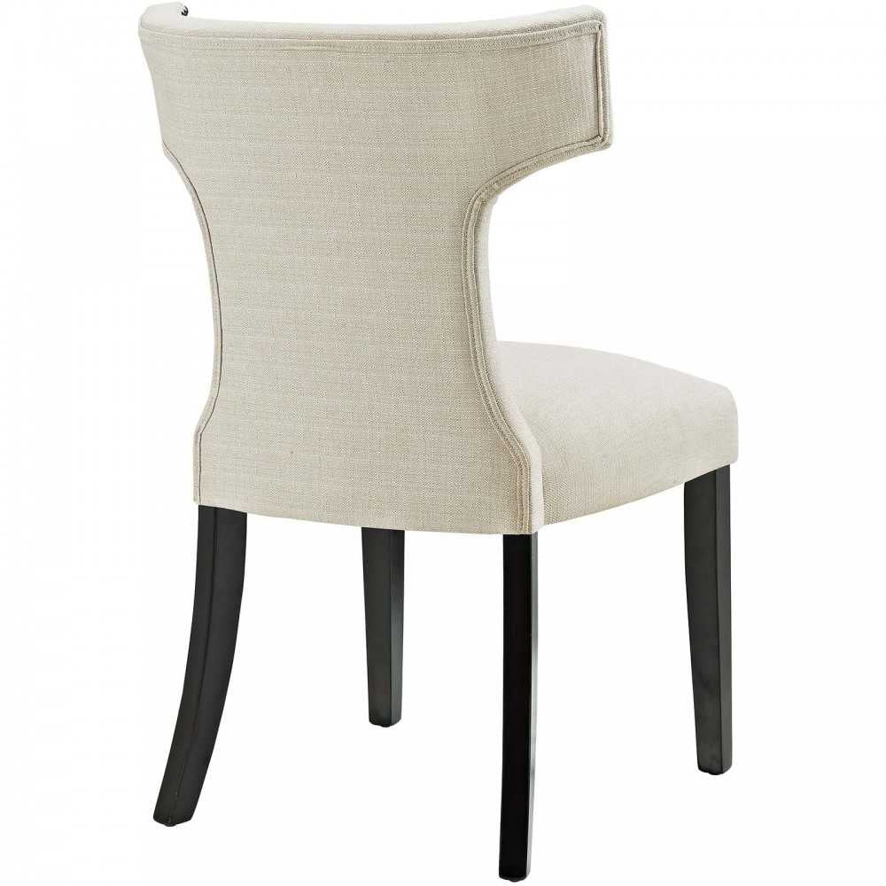 Curve Dining Side Chair Fabric Set of 2, Beige