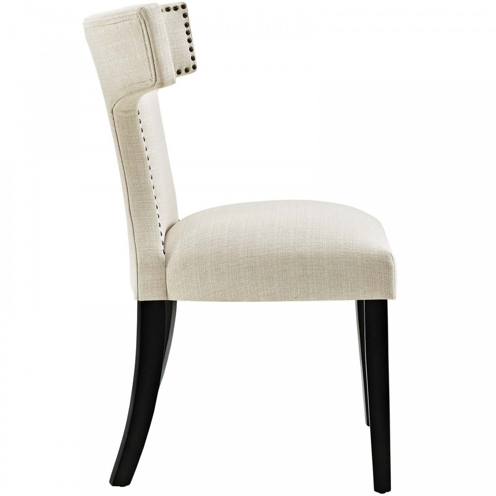 Curve Dining Side Chair Fabric Set of 2, Beige