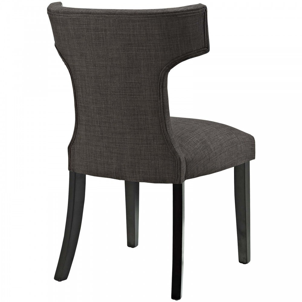 Curve Dining Side Chair Fabric Set of 2, Brown