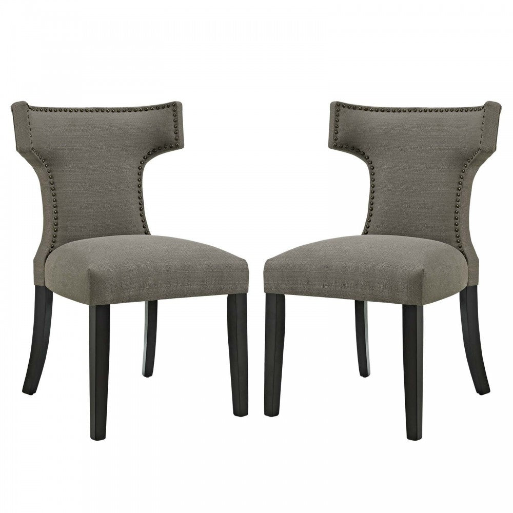 Curve Dining Side Chair Fabric Set of 2, Granite