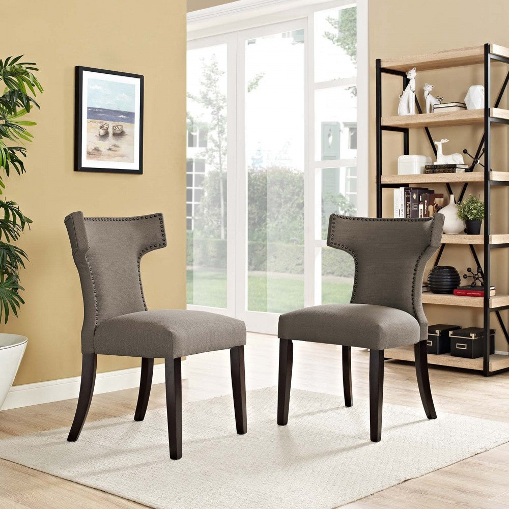 Curve Dining Side Chair Fabric Set of 2, Granite