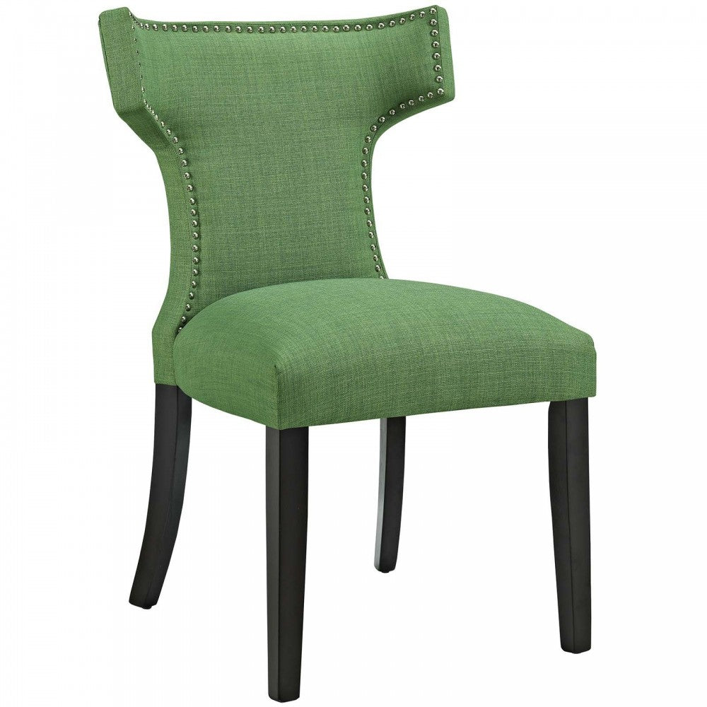 Curve Dining Side Chair Fabric Set of 2, Kelly Green