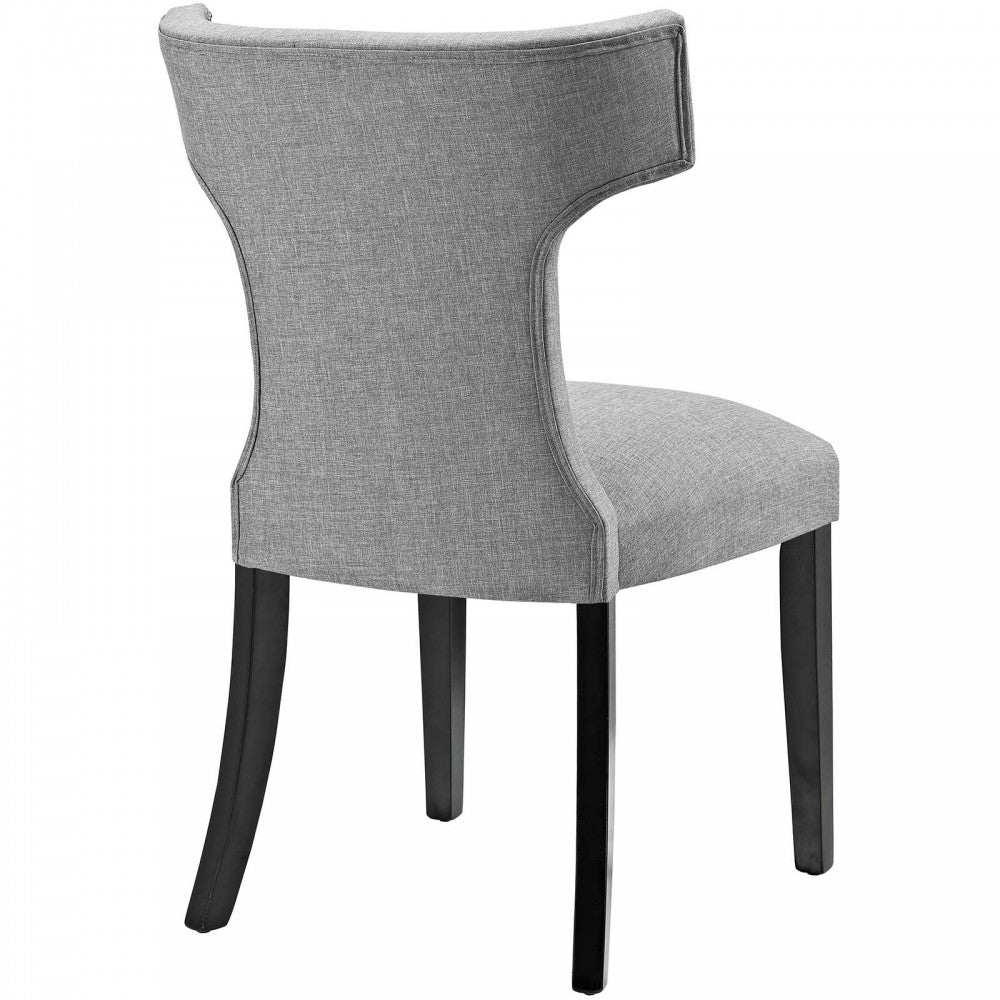 Curve Dining Side Chair Fabric Set of 2, Light Gray