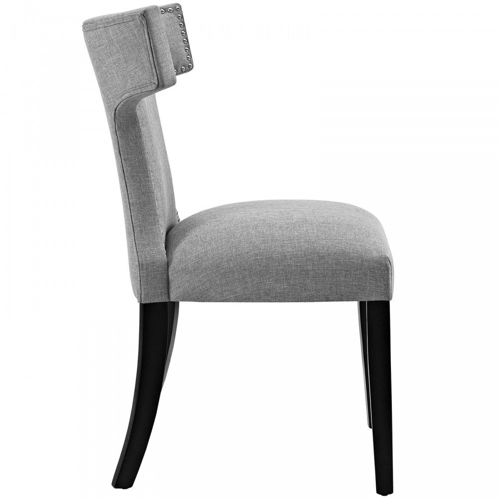 Curve Dining Side Chair Fabric Set of 2, Light Gray