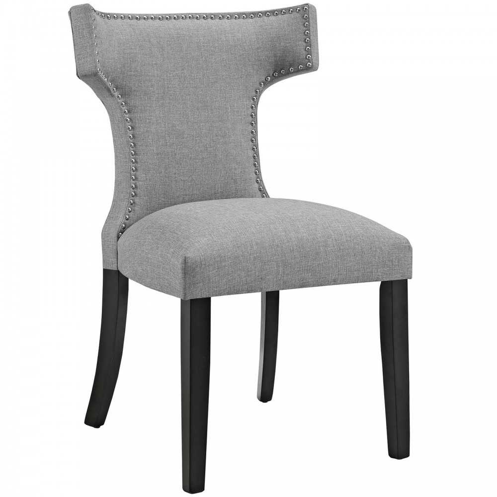 Curve Dining Side Chair Fabric Set of 2, Light Gray