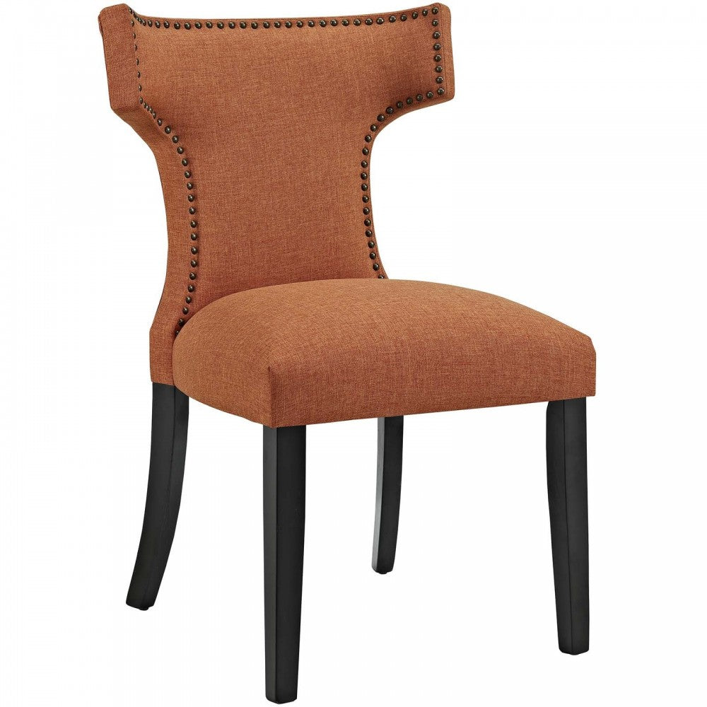 Curve Dining Side Chair Fabric Set of 2, Orange