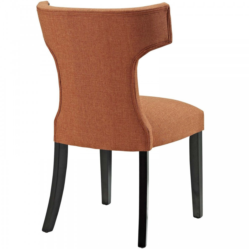 Curve Dining Side Chair Fabric Set of 2, Orange