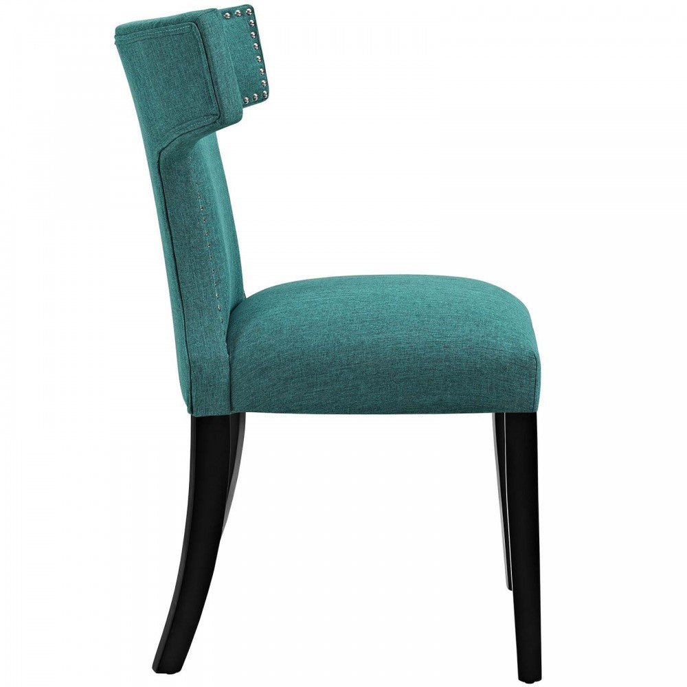 Curve Dining Side Chair Fabric Set of 2, Teal