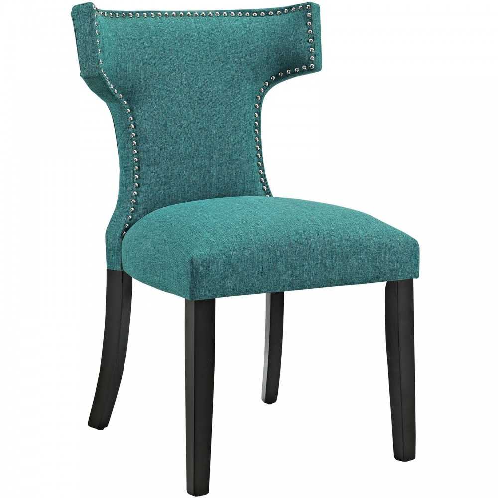 Curve Dining Side Chair Fabric Set of 2, Teal