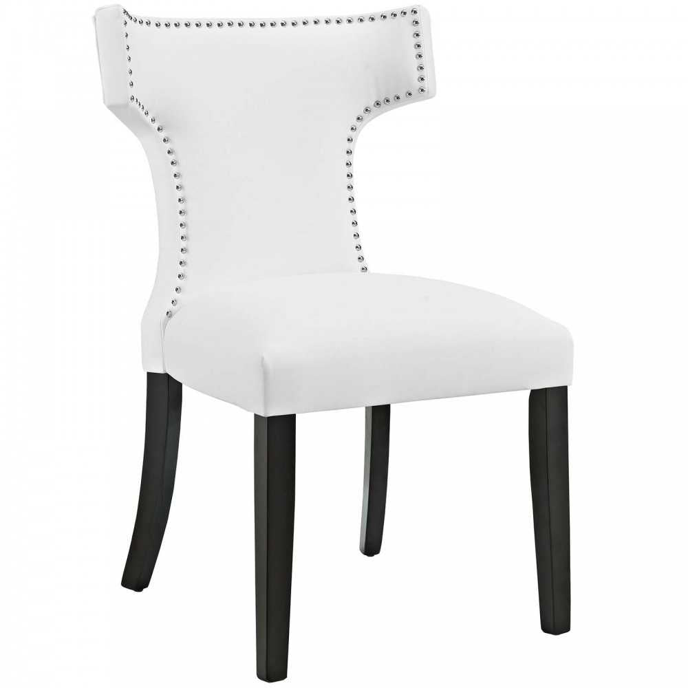 Curve Dining Side Chair Vinyl Set of 2, White