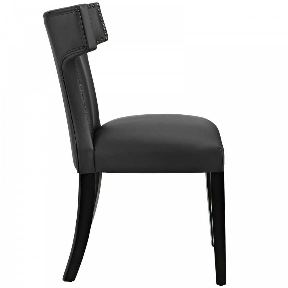Curve Dining Side Chair Vinyl Set of 2, Black