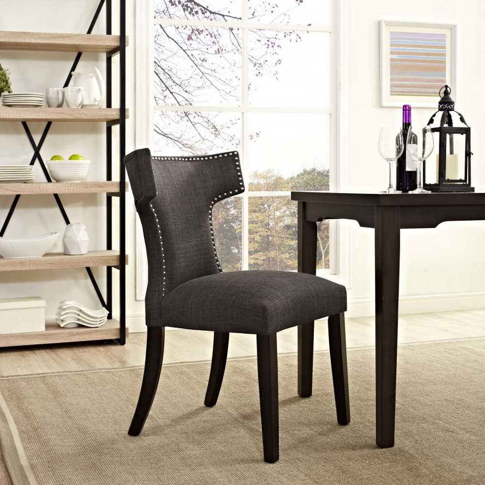 Curve Fabric Dining Chair, Brown