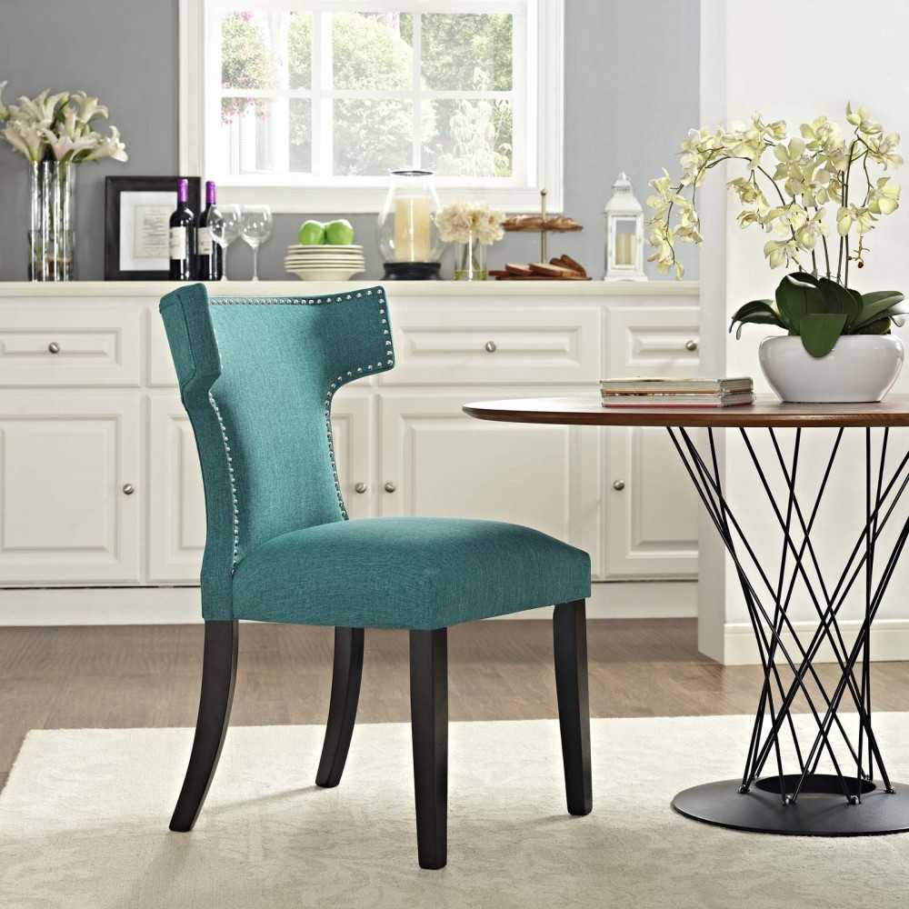 Curve Fabric Dining Chair, Teal