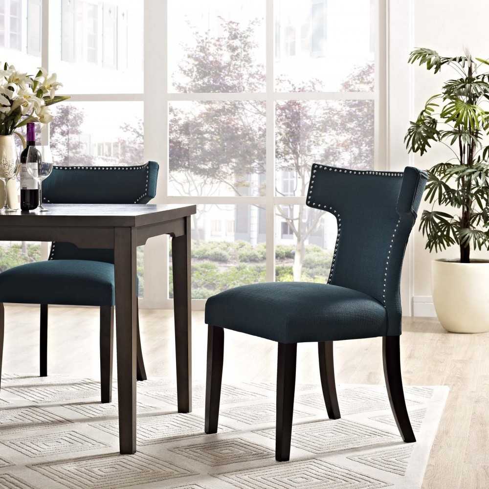 Curve Fabric Dining Chair, Azure