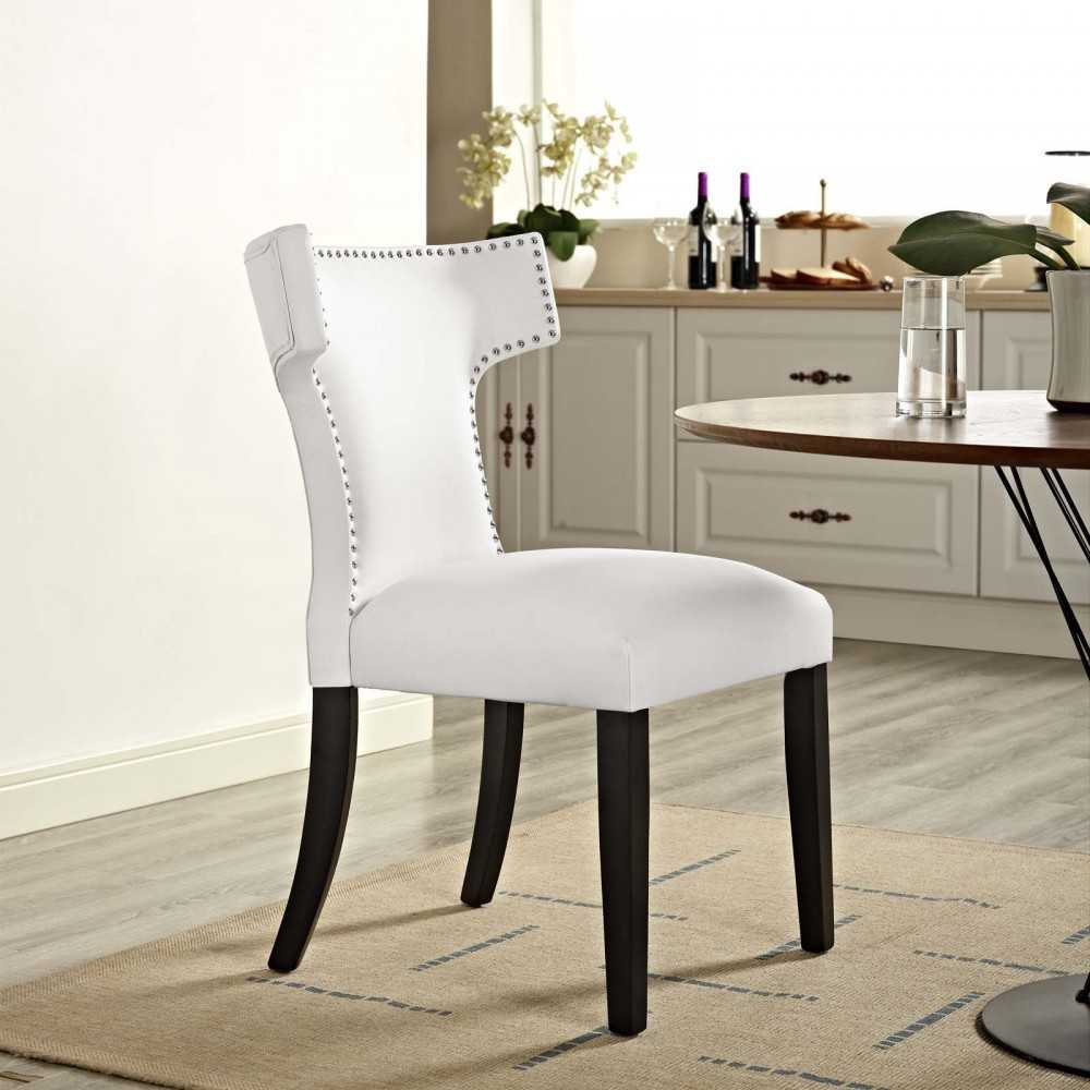 Curve Vinyl Dining Chair, White, EEI-2220-WHI
