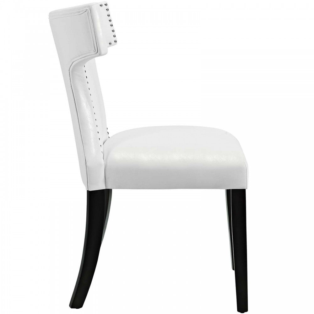 Curve Vinyl Dining Chair, White, EEI-3922-WHI