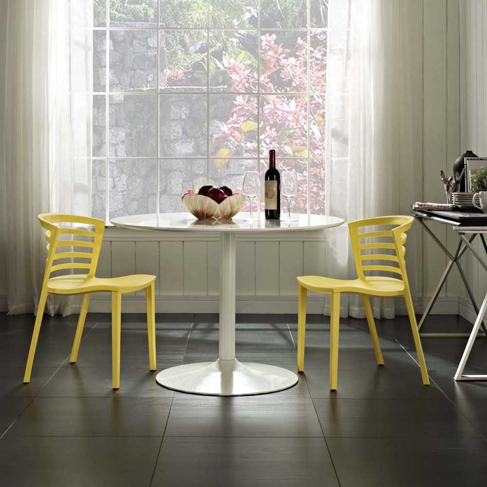 Curvy Dining Chairs Set of 2, Yellow