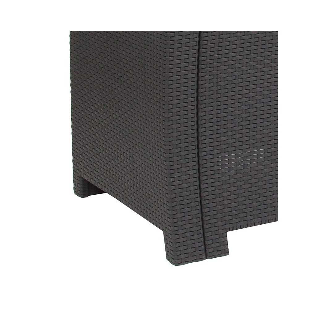 Dark Gray Faux Rattan Chair with All-Weather Light Gray Cushion