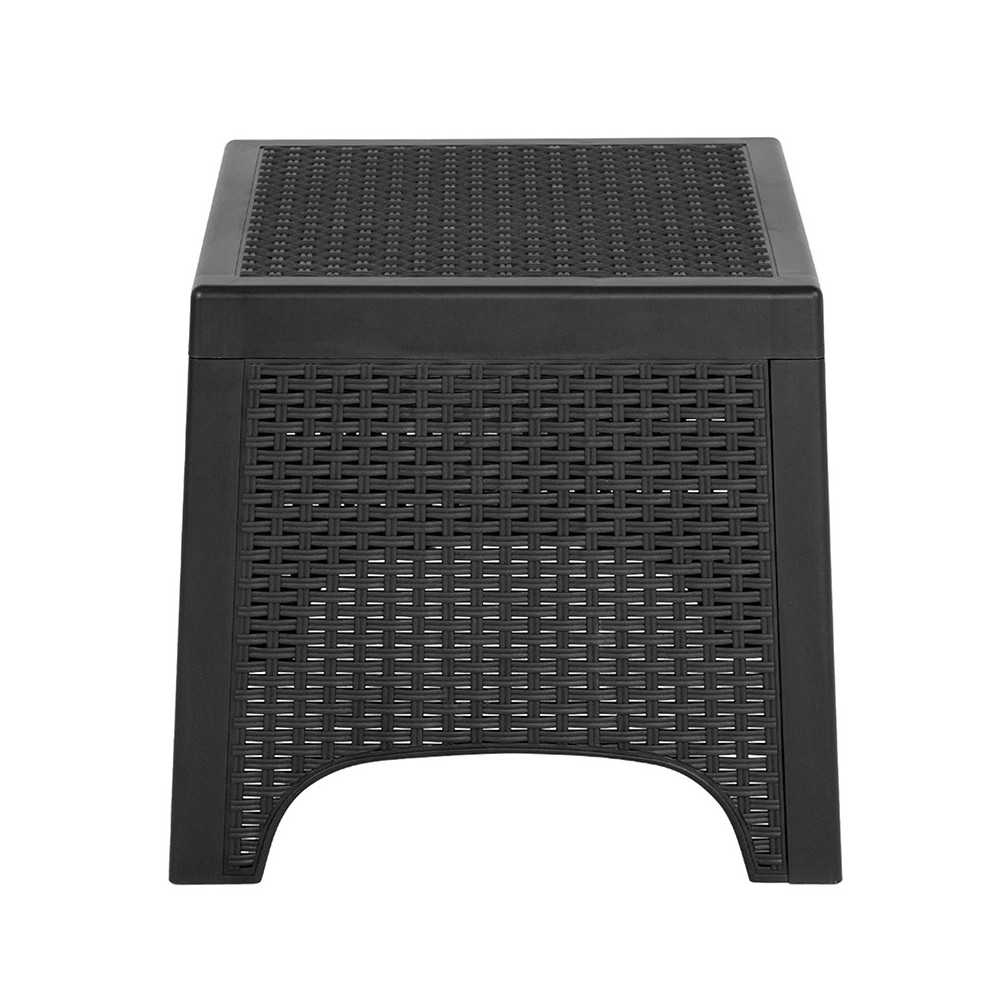 Dark Gray Faux Rattan Plastic Chair Set with Matching Side Table