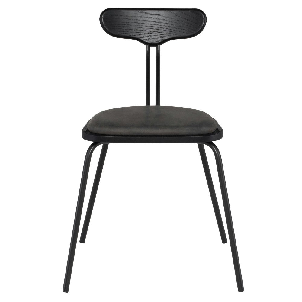 Dayton Storm Black Leather Dining Chair