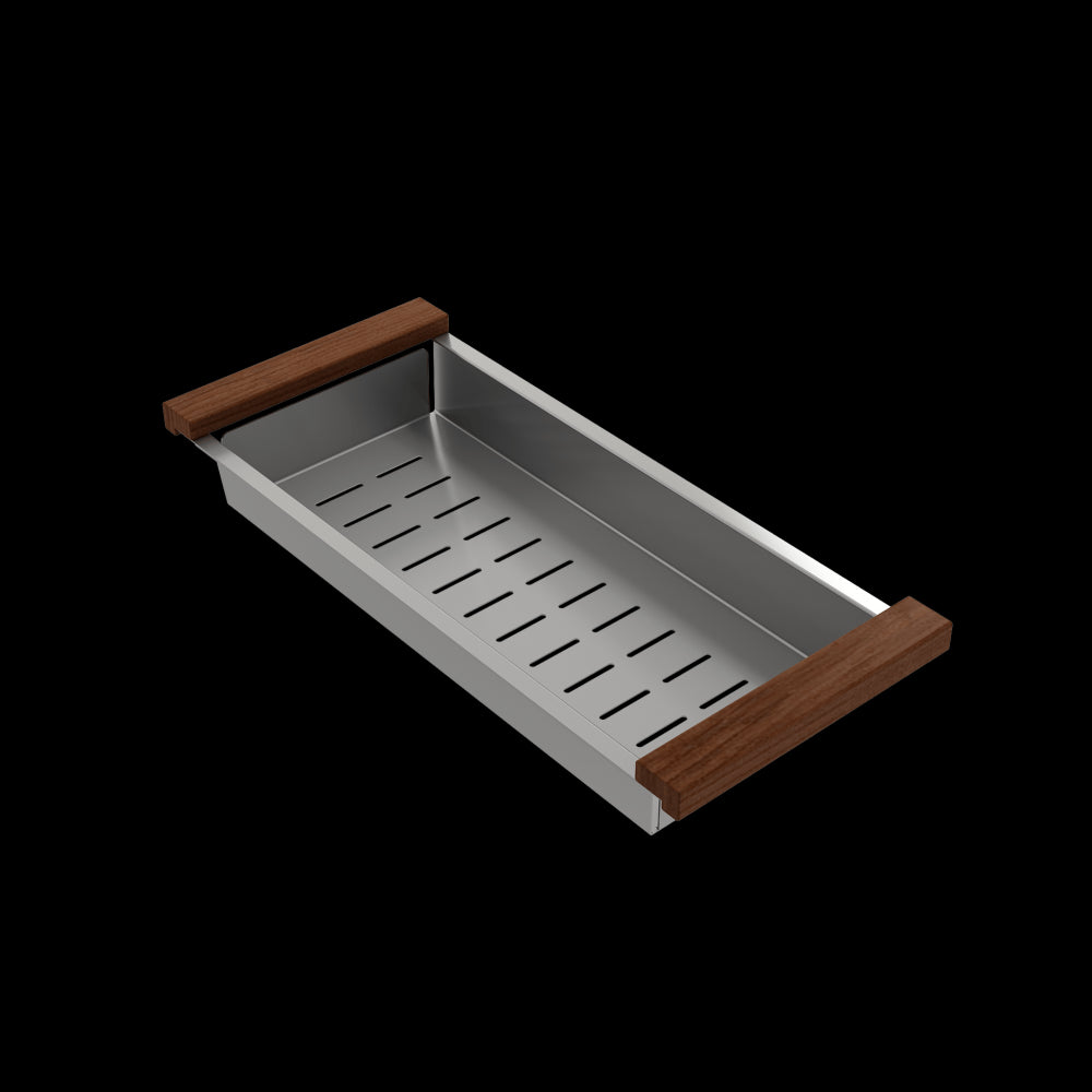 Deep Colander w/ Wooden Sapele Mahogany Handles for 1616, 1618 & 1633 sinks