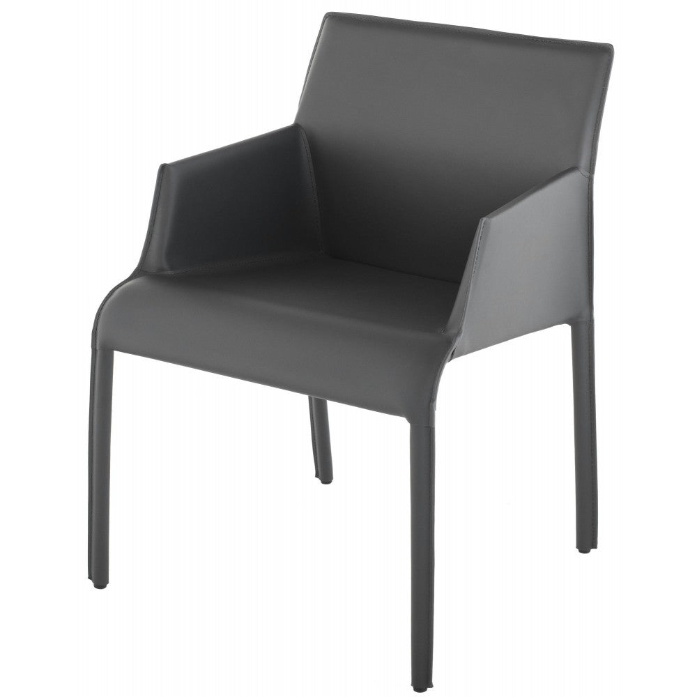 Delphine Dark Gray Leather Dining Chair, HGND218