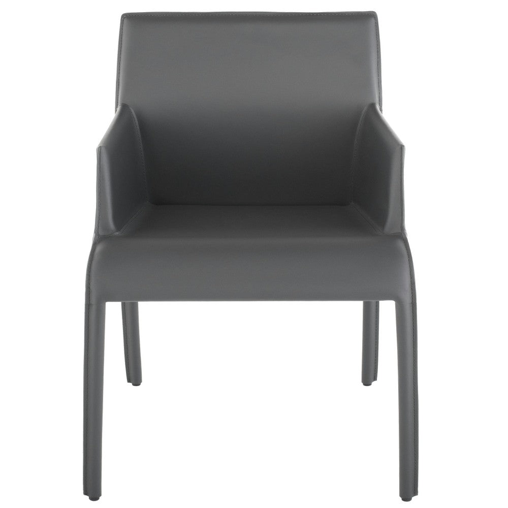 Delphine Dark Gray Leather Dining Chair, HGND218