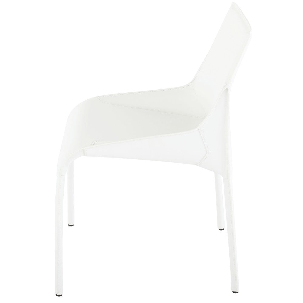 Delphine White Leather Dining Chair