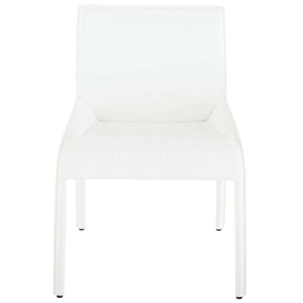 Delphine White Leather Dining Chair