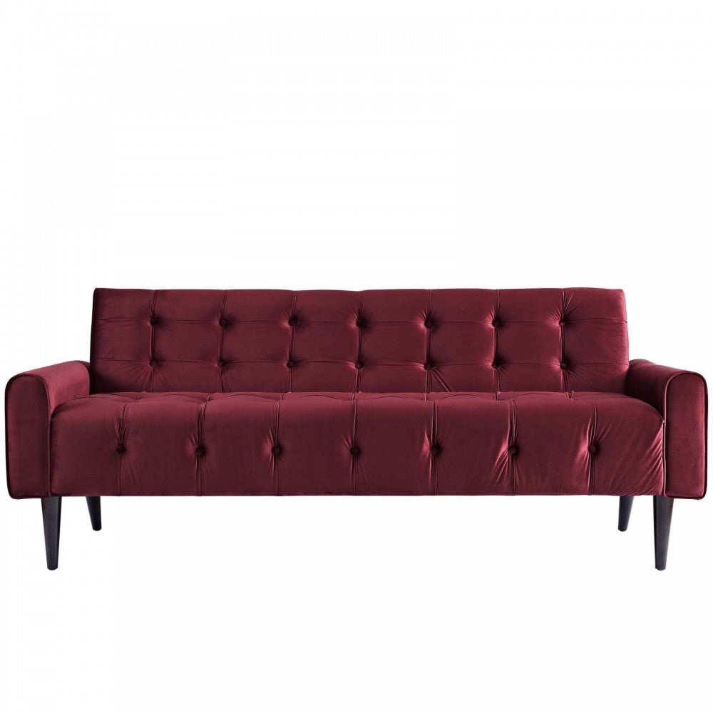 Delve Performance Velvet Sofa, Maroon