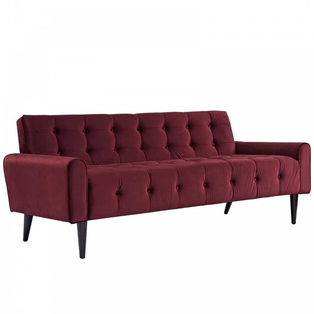 Delve Performance Velvet Sofa, Maroon