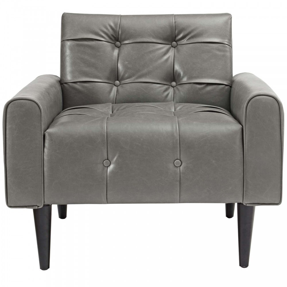 Delve Upholstered Vinyl Accent Chair, Gray