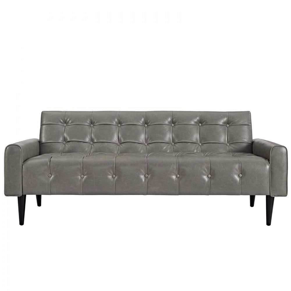 Delve Upholstered Vinyl Sofa, Gray