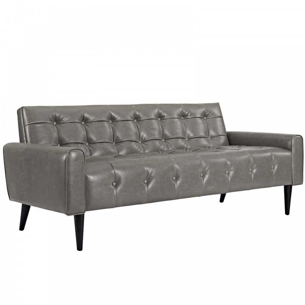 Delve Upholstered Vinyl Sofa, Gray
