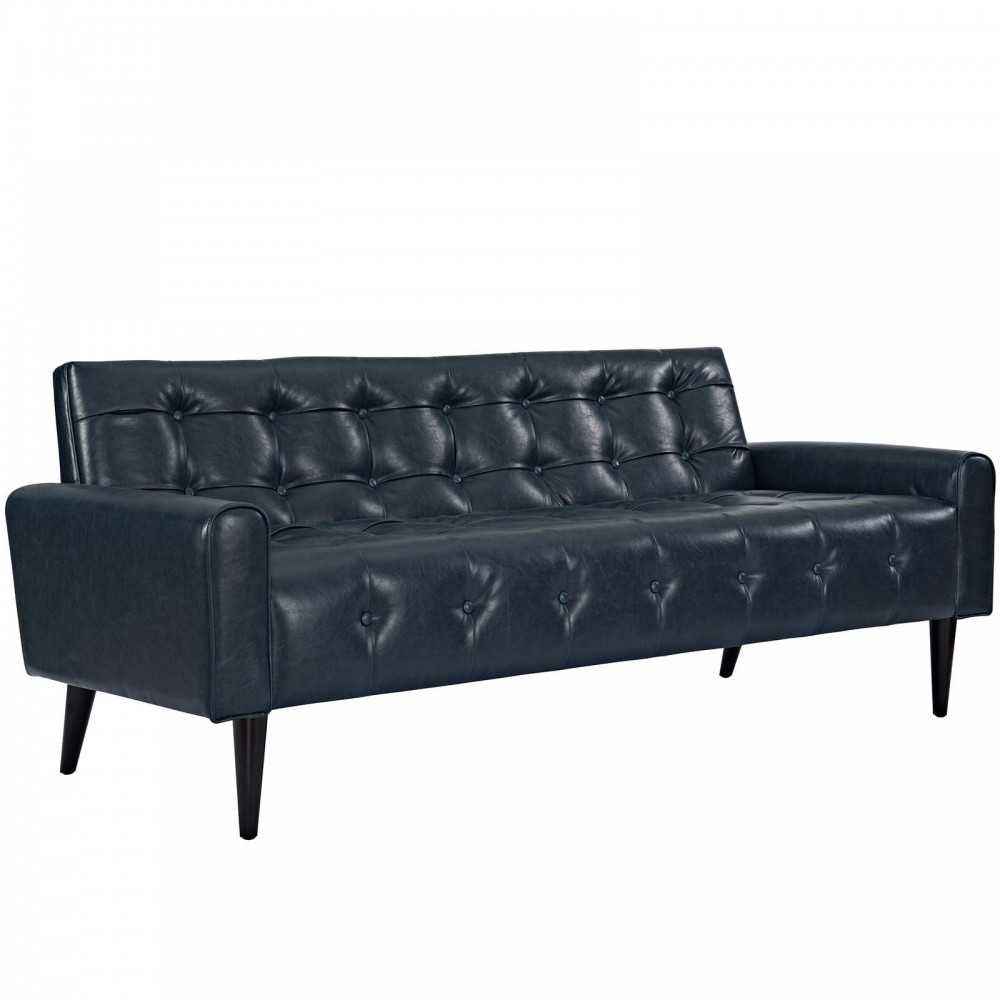 Delve Upholstered Vinyl Sofa, Blue